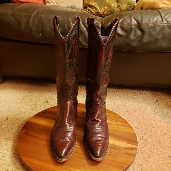 Dan post womens oxblood lizard boots sz 6 Preowned - Picture 1 of 6